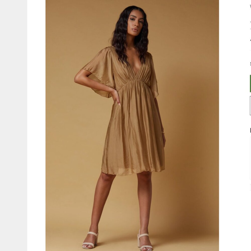 Aquarius (by Scandal Italy) Women's Silk Cocktail Dress In Mocha/Tan - One Size - Picture 7 of 10